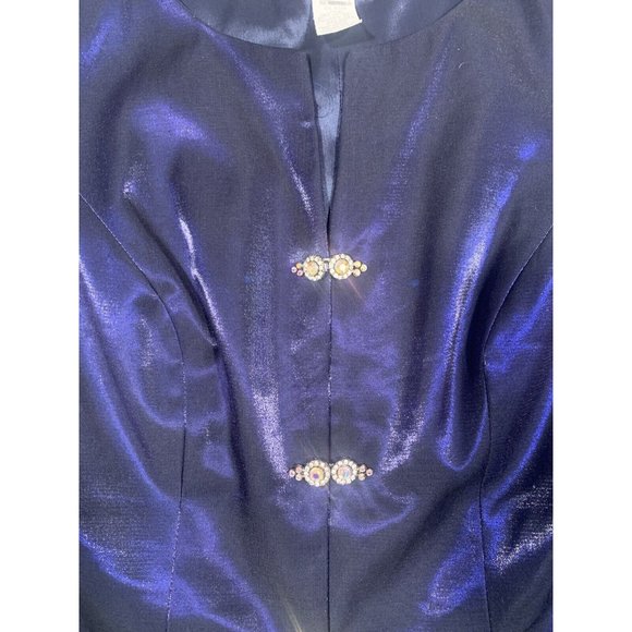 VTG Alex Evenings 2 Piece Formal Top Skirt Midnight Blue Shimmer‎ Size 10 Dress - Picture 3 of 12